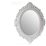 GICOS SRL Specchio in legno ovale 45 * 2 * 58 cm da parete bianco shabby chic MOG-715419