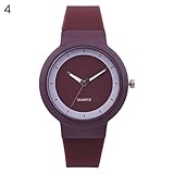 Armbanduhren Modeaccessoires, Einfache M?dchen Studenten Quarz Analog Jelly Armbanduhr Silikon Band Runden Zifferblatt - Braun