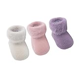 DEBAIJIA 3 Pairs Set Baby Etra Thick Warm Winter Socks Kids Fluffy Fleece Booties Cuff Socks, 1-3 Years Anti-Slip Slipper Socks Newborn Boys Girls Soft Cute Cartoon Socks Birthday Gift