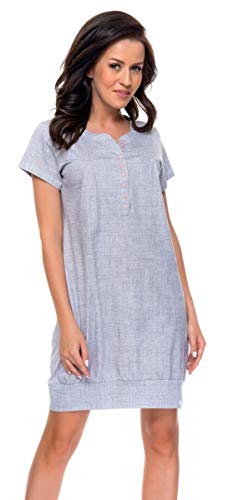 DN-nightwear  Camicia da notte Premaman/ da allattamento, TM.8061 in 100% cotone grigio Small 