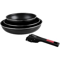 Sitram 712379, Lot de 3 Poêles Agile diam. 20, 24 et 28 cm en aluminium revêtement noir anti-adhérent sans PFOA - manche amovible clipsable - tous feux dont induction