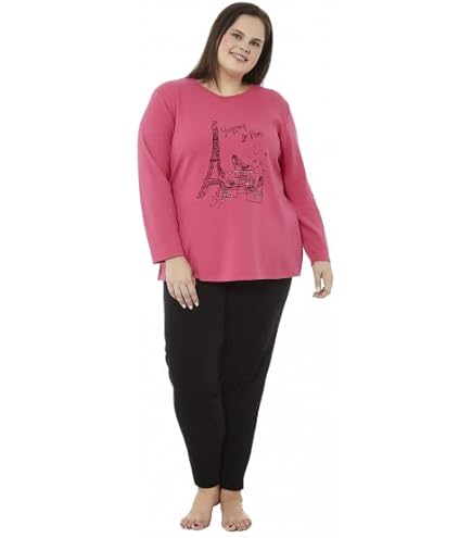 Pigiama Donna Taglie Forti In Cotone - Set 2 Pezzi, Manica Lunga, Morbido E Comodo - Foto 13