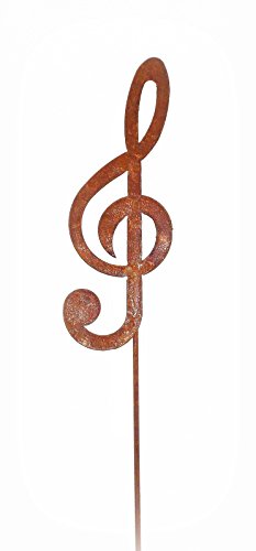 Gartenstecker Notenschlüssel 65cm Metall Rost Gartendeko Edelrost Groß