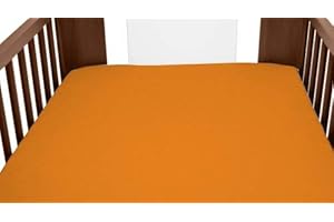BABYMAM Terry Towelling Fitted Sheet 120x60 Nursery Baby Cot/Cotbed/Mattress (Orange)