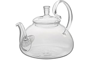 Bassulouda Tetera de cristal floreciente de cristal de la de la manija resistente al de 650ml con el colador