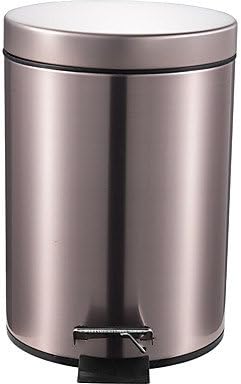 GAOMOJU&amp; 8L Round Stainless Steel Padel Slow Type Muted Trash Can Fingerprint Resistant Ash Can Garbage Can , rose gold , medium