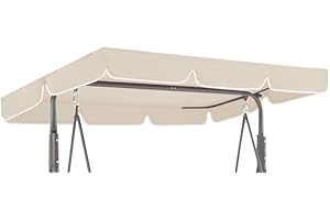 GREMEX Hollywoodschaukel Dachbezug 200 x 145 - Strapazierfähig Dach für Hollywoodschaukel - Wetterbeständig Sonnendach für Gartenschaukel - Ecru Dach für Hängebank Schaukel