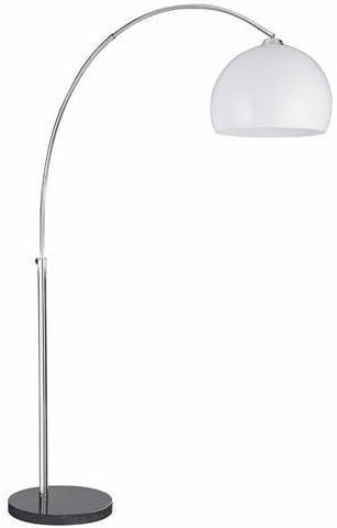 Arcs Polished Chrome Arched Floor Lamp with Black Marble Base & White Dome Shade