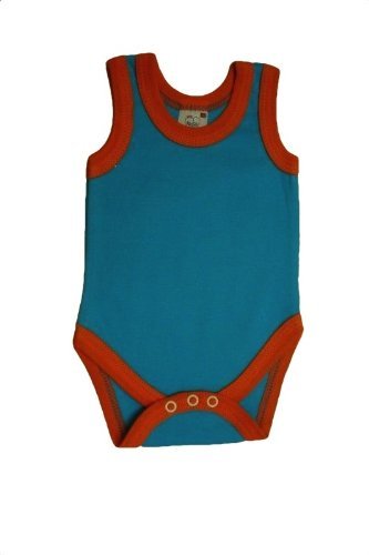 BabywearUK Turquoise/Orange Round neck sleeveless bodysuit NEWBORN - Made in the UK