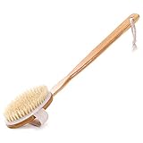 Littleducking Wooden Body Brush Back Scrubber Long Bamboo Handle Reach Back Body Brushing Spa Scrubber