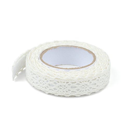 Simplydeko Selbstklebende Spitze (selbstklebendes Spitzenband, Spitzen-Tape selbstklebend) (Weiß)