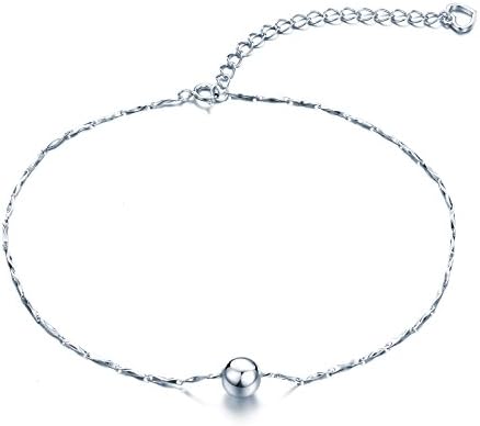 925 Sterling Silver 11 Inch V Chain Anklet/Ankle Bracelet/Ankle Chain includes Ball & Heart Charms In Pretty Gift Box- Adjustable (New Style)