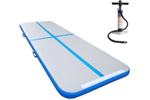 GENERISCH designed4inspiration gmbh Air Track Matte, tapis de gymnastique, tapis d'entraînement, tapis gonflable, tapis de sport, tapis de gymnastique, bleu/gris, 300 x 100 x 10 cm