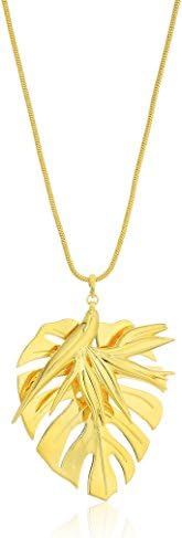 Noir Jewelry Philodendron Pendant Necklace, 34"