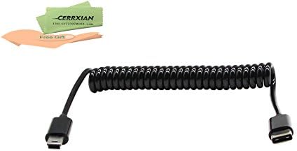 CERRXIAN 3Feet Spiral Coiled Mini USB to Type C Female Charging Cable,Sync &amp; Charge Converter Adapter Cable