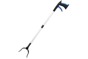 Housolution 32" Faltbar Greifer, 1 Stück Aluminium Greifzange Rutschfest Gummigreifer Drehbar Greifzange Müllzange, Langer Greifarm für Senioren Müll Abfallsammlun Garten Nabber Greifen, Blau