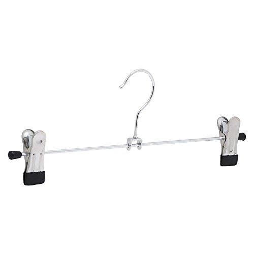 Yahee 20 Stück kleiderbügel Hosenbügel aus Metall rutschfest verstellbar, mit verschiebbaren Clips (Silber) - 9