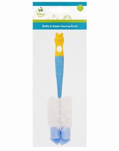 Brand New Disney Winnie The Pooh Bottle Brush with Sponge Tip Baby Cleaning (blue)