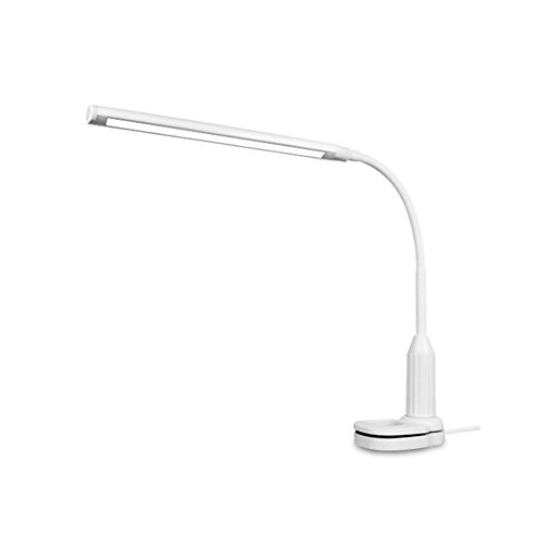 Preisvergleich Produktbild Klemm-Tischlampe, LED Schreibtischleuchte mit Clip On Klemme, wiederaufladbar, stufenlos, dimmbar, Touch-Steuerung und flexibler Schwanenhals, Augenpflege, Leselampe für Studium, Büro, Computer, weiß