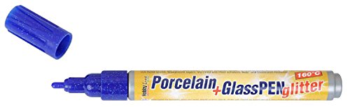 Kreul 16507 Porcelain und Glas Pen, Glitter blau