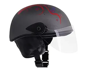 Western Era Stylish Lovable Half Face Helmet for Kids || Baby Safety and Comfort || (3-12 Years) (Grey Matte) (Red Sticker)