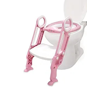 GOCART WITH G LOGO Adjustable Soft Cushion and Anti-Slip Pad Double Handrail Toddler Toilet Potty Chair (Pink)