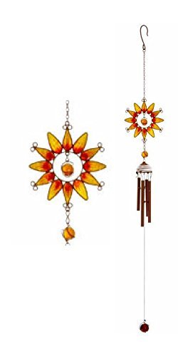 Glas & Kunstharz Sonne Windspiel – gelb/blau oder pink Gelb