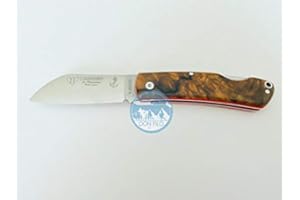 CUDEMAN ALBACETE Navaja Cudeman La Marinera 386-GF con Hoja de Acero Böhler N690-Co de 7 cm y empuñadura de Nogal con Separador Rojo de 9,5 cm con Funda para Caza, Pesca, Supervivencia y bushcraft + Portabotellas