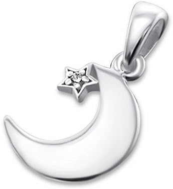Moon &amp; Star Crystal Sterling Silver Pendant by Kate Benson