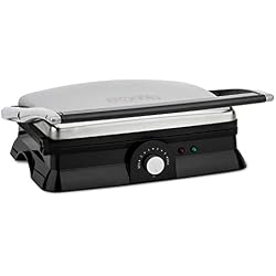 H.Koenig Grill Plancha Electrique de Table Inox Professionnel GR20, Grande surface de cuisson, Hauteur et Température réglables, Multifonction Grill de contact Barbecue Panini Viande Sandwich Pizza