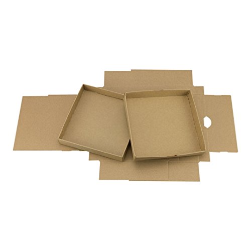 Faltschachtel mit Deckel, 12,8 x 12,8 cm, 2 cm hoch, stabiler brauner Kraftkarton, 10er Pack - 3