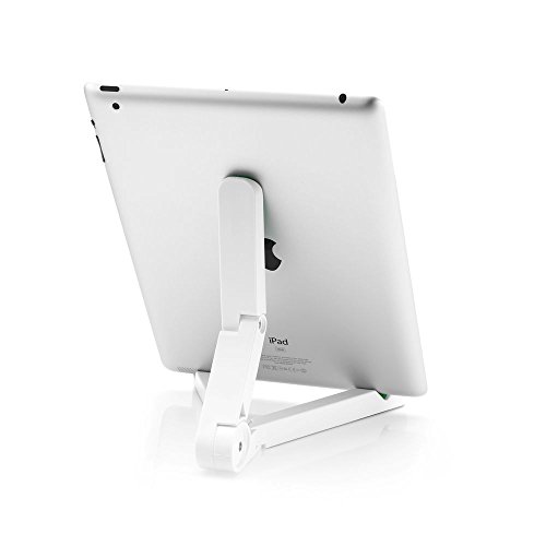 deleyCON HQ Universal faltbare Tablet Halterung/Ständer – Winkel verstellbar für iPad / Galaxy Tab usw – mit & ohne Case nutzbar Weiß - 3