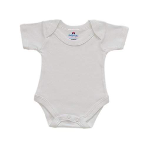BabywearUK Body Vest Env Neck Short Sleeved - White - 0-3 months - British Made