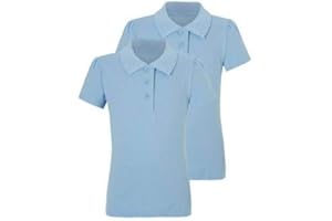 INTEGRITI SCHOOLWEAR 2 Pack Girls Plain 100% Cotton Ages 3-16y Polo Shirts Children School T-Shirt Uniform Summer