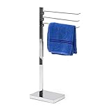 Toallero de acero cromado. Relaxdays Toalla de Cromado Soporte 78 x 18 x 25 cm Toalla Soporte toallero con 3 Brazos móviles toallero para baño o Ducha Toallas de Acero Cromado, plástico Placa Inferior, Color Plateado