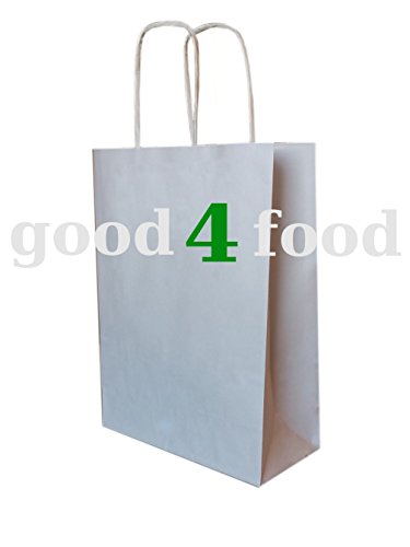 250 Papiertragetaschen mit Kordel - Kordeltragetasche in weiß 22+10x28 cm - good4food