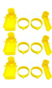 PONDICHERRY Pigeons? - Birds Feeding Cup |Bird Cage Feeder Drinker Cups for Any Bottle Use with Free Bottle Holder Rings Yellow (Food Feeder 3,Drinker Feeder 3,Bottle Holder 6)