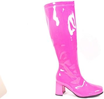 Ladies Womens Patent Fancy Dress Party Go Go Boots 60s 70s Retro Size 4 5 6 7 8 (UK 7/ US 9, Hot Pink)