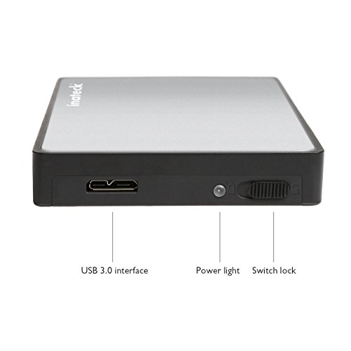 [Optimiert für SSD] Inateck USB 3.0 Externes festplatten Gehäuse für 9.5mm 7mm 2.5 zoll SATA-I, SATA-II, SATA-III, SATA SSD und HDD mit USB3.0 Kabel , keine zusätzlichen Treiber benötigt, Werkzeuglose – Silber - 3