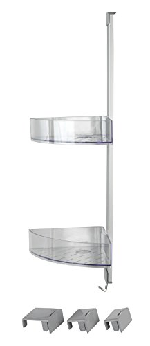 Wenko 22795100 Eck-Duschcaddy Premium Badregal, Duschregal mit 2 Ablagen und Haken, Aluminium, silber matt, 21 x 20 x 71 cm - 5