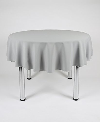 Light Grey (Silver) Large Round Lightweight Fabric Tablecloth 70" Diameter (178cm) With 2 Side Joins (Polyester, not cotton)