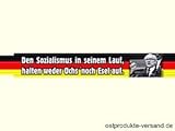 Text: Den Sozialismus in seinem Lauf, halten weder Ochs' noch Esel auf. Mit Bild von Erich Honecker. 2m lang Gliedermaßstab Meterstab der DDR  Material: Holz. Zollstock Den Sozialismus in seinem Lauf