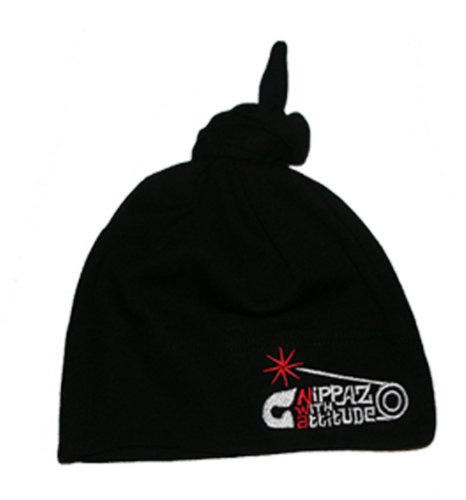 Baby Beanie Hat NWA Logo. Black cotton super soft stretchy cotton with embroidered Nippaz With Attitude logo