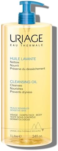 Uriage Olio detergente con glicerina 25% - 2 in 1: deterge e idrata delicatamente - Olio doccia schiumogeno per tutta la famiglia - Viso e corpo - Senza sapone, Ph fisiologico, pelle sensibile