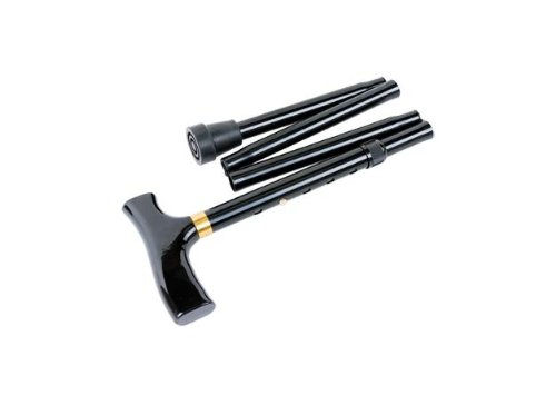 GAH-Alberts 140717 Faltbarer Spazierstock - höhenverstellbar, Stock: Aluminium, Griff: Holz, schwarz
