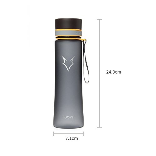 FOXAS® BPA-freie Wasserflasche 600ml Sport Trinkflasche aus Tritan (Grau) - 2