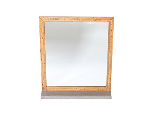 Woodkings® Spiegel 80x70cm Burnham Echtholz Pinie natur rustikal und MDF in Betonoptik grau Badspiegel in Beton optik Möbel Badmöbel Badezimmerspiegel - 2