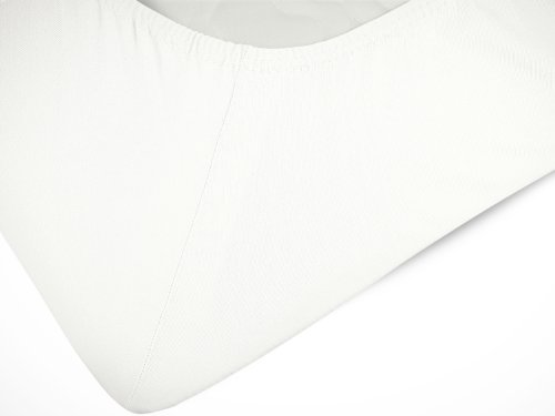 Doppelpack zum Sparpreis – Kinder-Jersey-Spannbetttücher – mit einer Steghöhe von ca. 22 cm passend für Kinder- und Babybettmatratzen – in 12 Farben und einer Einheitsgröße von 60-70 cm x 120-140 cm, weiß - 7