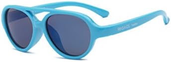 Real Kids Shades Sky Flex Fit with Mirror Sunglasses (Lens 2 Plus, Neon Blue Aviator)
