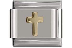 ITALIAN CHARMS Gold Cross Charm- fits all classic 9mm Italian Style Charm Bracelet- UK stock